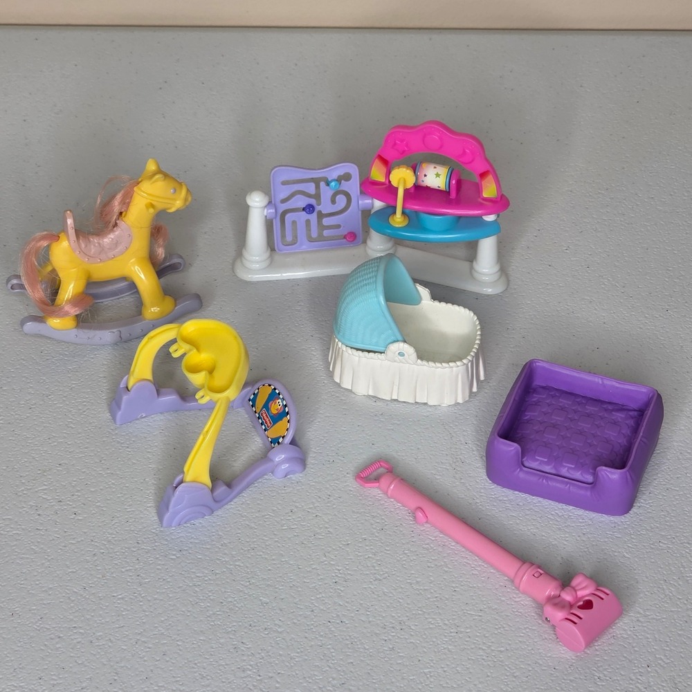 Barbie Happy Family Doll Furniture Kids Nursery & Pet Set 7pc